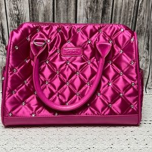 Sachi Fuchsia Insulated Quilted lunch bag with bling accents
